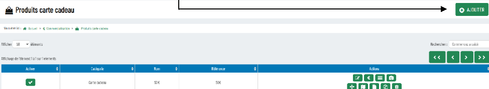 Capture d'écran - Modifier une carte cadeau